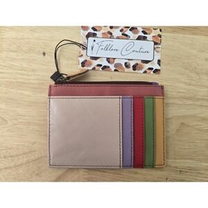 Folklore Couture Colorful Leather Card Pouch Zipper Case